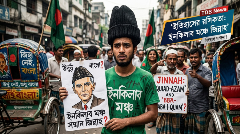 বাংলা বর্ণমালায় জিন্নাহ-প্রেম: রাষ্ট্রভাষা বিতর্ক ভুলে ইনকিলাব মঞ্চের উল্টো রথ!